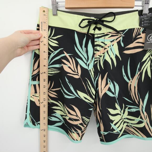 Volcom Boardshorts Swim Trunks Peach Palm Leaf Print 4 Way Stretch Size 31 NWT - Picture 5 of 13